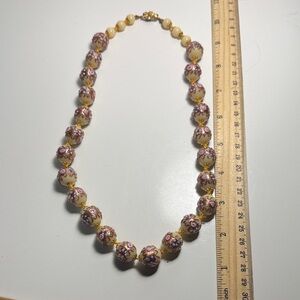 Vintage Italian Murano Fiorato Wedding Cake Bead Necklace Elaborate Decoration